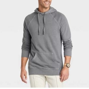 Men's Hooded Garment Dyed Sweatshirt- Goodfellow Co- Gray - Medium